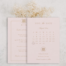 Elegante Doppelglücklichkeit Rosa Moderne Asiatisc Save The Date