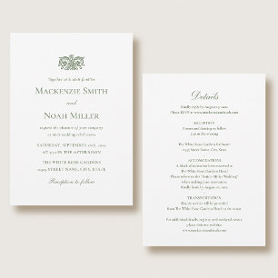 Elegante doppelseitige Hochzeitseinladung Grün Einladung