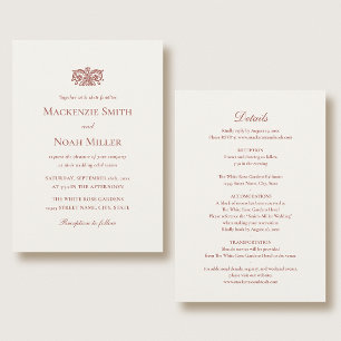 Elegante doppelseitige Hochzeitseinladung Terrakot Einladung