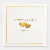 Elegante Doppelte Herz-Initialen Hochzeit Serviette (Vorderseite)