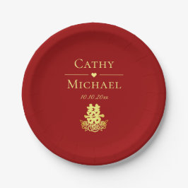 Elegante doppelte Zufriedenheit Rose Chinesische H Pappteller