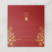 Elegante Doppelzufriedenheit Chinesische Hochzeit Platzkarte (Außenseite Aufgefaltet)