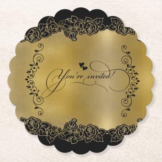elegante dorado con rosas untersetzer (Vorderseite)
