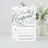 Elegante Dot Blue Response RSVP Karte (Stehend Vorderseite)