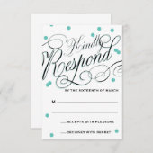 Elegante Dot Blue Response RSVP Karte (Vorne/Hinten)