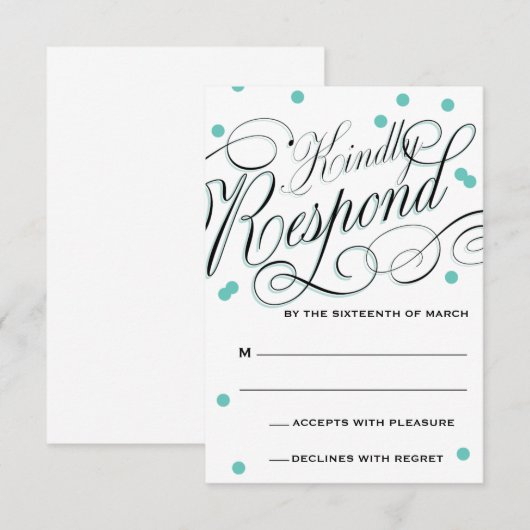 Elegante Dot Blue Response RSVP Karte (Vorne/Hinten)