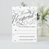 Elegante Dot Silver Response RSVP Karte (Stehend Vorderseite)