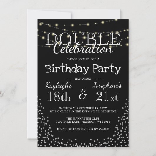 Elegante Double Celebration Birthday Party Einladung (Vorderseite)