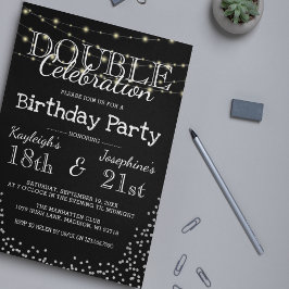 Elegante Double Celebration Birthday Party Einladung
