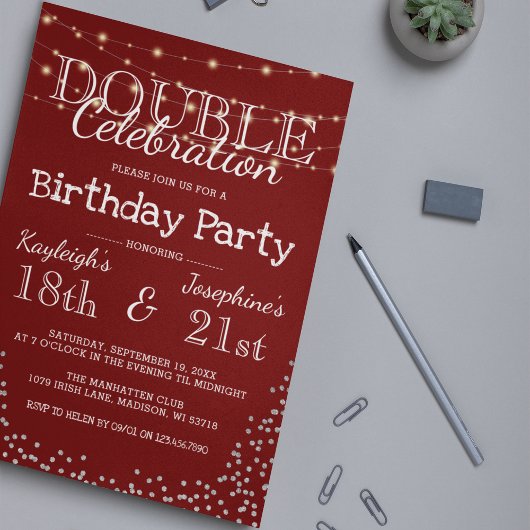 Elegante Double Celebration Birthday Party Einladung