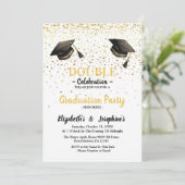 Elegante Double Celebration Graduation Party 2025 Einladung (Stehend Vorderseite)