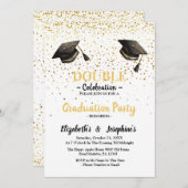Elegante Double Celebration Graduation Party 2025 Einladung (Vorne/Hinten)
