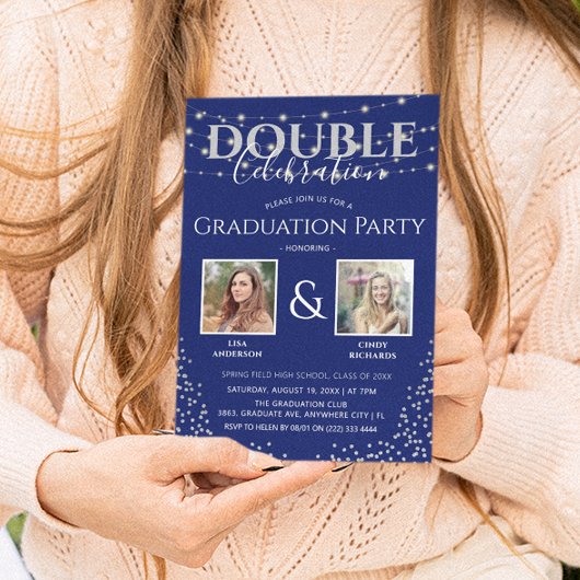 Elegante Double Celebration Graduation Party Einladung