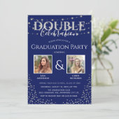 Elegante Double Celebration Graduation Party Einladung (Stehend Vorderseite)
