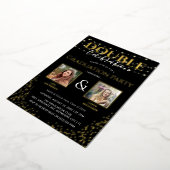 Elegante Double Celebration Graduation Party Gold Folieneinladung (Gedreht)