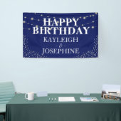 Elegante Double Celebration Navy Geburtstagsparty Banner (Messeveranstaltung)