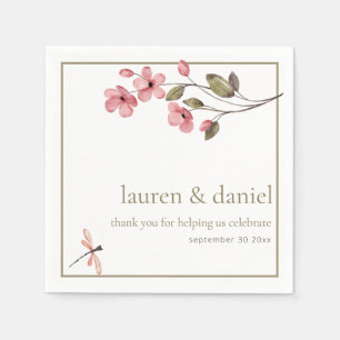 Elegante Dragonfly Dusty Pink-Wildblume Serviette