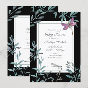 Elegante Dragonfly Garden Greenery Baby Shower Einladung