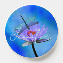 Elegante Dragonfly & Water Lily Personalisiert
