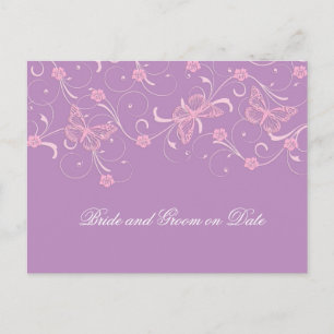Elegante Dream Lavender Butterfly Rett-Datumskarte Ankündigungspostkarte