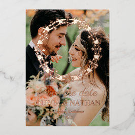 Elegante Drehbuch Goldfolie Save the Date Karte