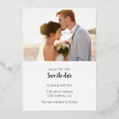 Elegante Drehbuch Goldfolie Save the Date Karte (Rückseite)