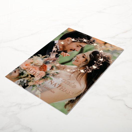 Elegante Drehbuch Goldfolie Save the Date Karte (Gedreht)