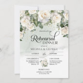 Elegante Drehbücher mit weißen Rosen und goldener  Einladung (Vorderseite)