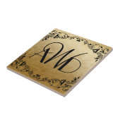 Elegante Drei Initialen Gold und Black Fliese (Seite)