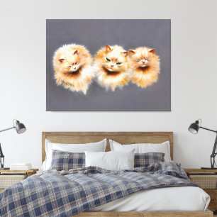 Elegante drei persische Katzen Vintage-Feliden  Leinwanddruck
