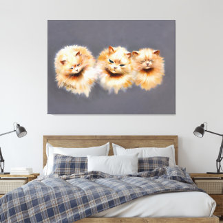 Elegante drei persische Katzen Vintage-Feliden  Leinwanddruck
