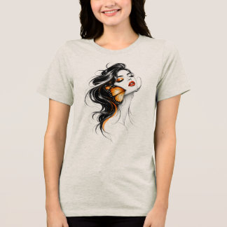 Elegante Drei-Schmetterlings-Abstraktkunst Tri-Blend Shirt