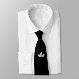 Elegante drei silberne Lorbeerblätter auf Schwarz Krawatte