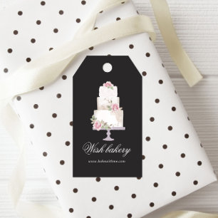 Elegante Drei-Stufen-Kuchen-Monogramm-Bäckerei Geschenkanhänger