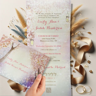 Elegante Dreifach-Faltbare Märchen-Hochzeit enthäl Dreifach Gefaltete Einladung