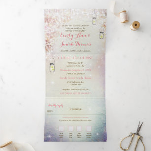 Elegante Dreifach-Faltbare Märchen-Hochzeit enthäl Dreifach-gefaltete Programmkarte