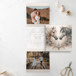 Elegante Dreifachfalte hinzufügen Foto Hochzeit Ei Dreifach Gefaltete Einladung