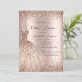 Elegante Dress Confetti Rose Einladung (Stehend Vorderseite)