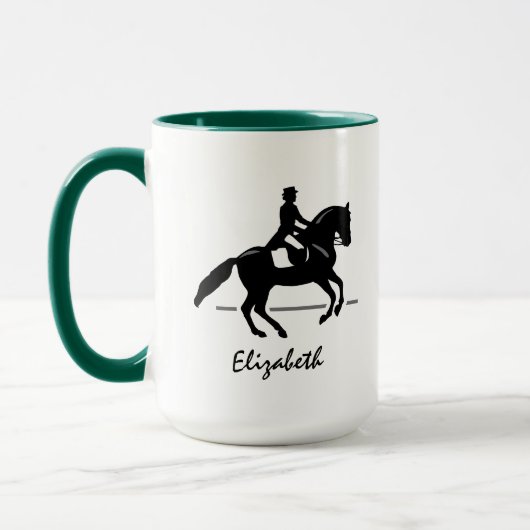 Elegante Dressage Rider Darstellend Pirouette Tasse (Links)