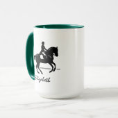 Elegante Dressage Rider Darstellend Pirouette Tasse (Vorderseite Links)