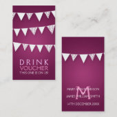 Elegante Drink Voucher Liebe Bejagungsmonogramm Ro Rabattkarte (Vorne/Hinten)