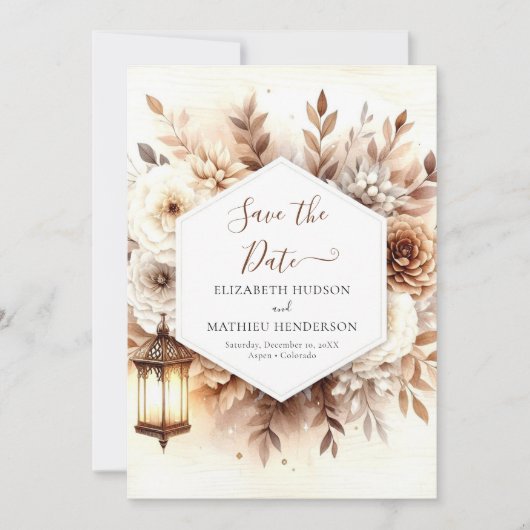 Elegante, druckbare Rustikale Hochzeit Save The Date (Vorderseite)