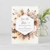 Elegante, druckbare Rustikale Hochzeit Save The Date (Stehend Vorderseite)