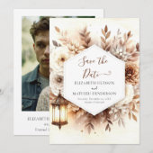 Elegante, druckbare Rustikale Hochzeit Save The Date (Vorne/Hinten)