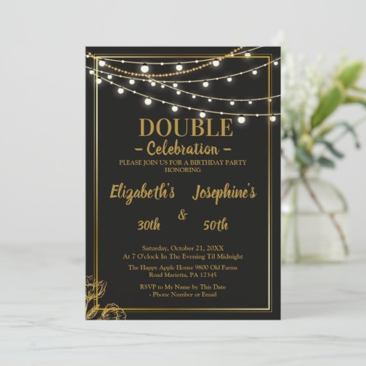 Elegante Dualgeburtsoiree Einladung (Stehend Vorderseite)