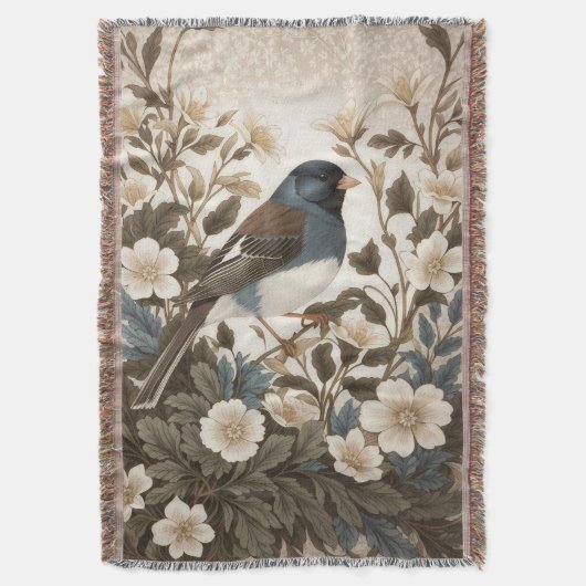 Elegante Dunkeläugige Junco-Cream-Blumen Decke (Vorderseite Vertikal)