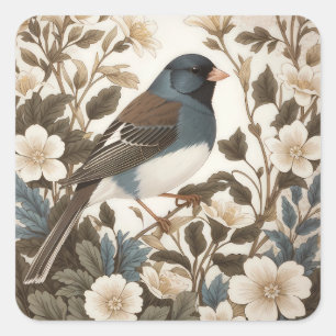Elegante Dunkeläugige Junco-Creme-Blumen Quadratischer Aufkleber