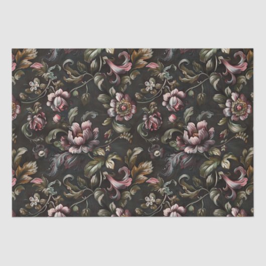 Elegante dunkelbarocke Blume Dekoupage Seidenpapier (Vorderseite)