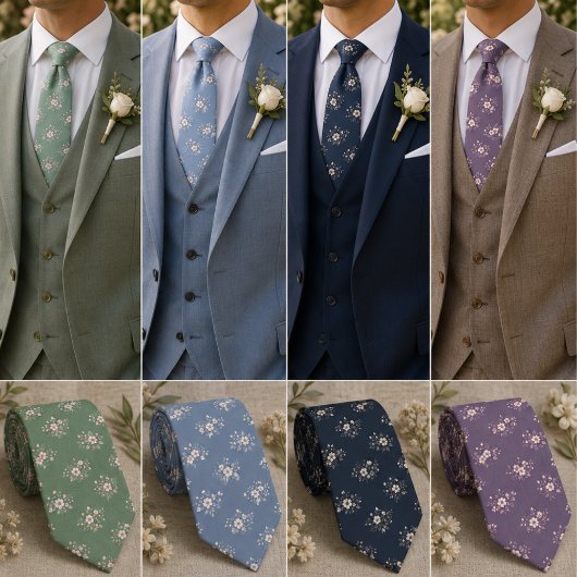 Elegante dunkelblaue Ditsy-Blumen Krawatte