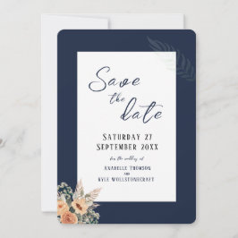 Elegante, dunkelblaue, Save the Date flache Karte